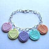 Sweet Faux Love Hearts Multicolour Clay Charm Bracelet