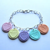 Sweet Faux Love Hearts Multicolour Clay Charm Bracelet