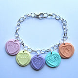 Sweet Faux Love Hearts Multicolour Clay Charm Bracelet
