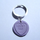 Sweet Faux Love Heart Clay Charm Pendant Ring