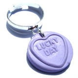 Sweet Faux Love Heart Clay Charm Pendant Ring