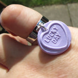 Sweet Faux Love Heart Clay Charm Pendant Ring