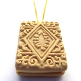 Large Faux Custard Cream Biscuit Clay Pendant Necklace