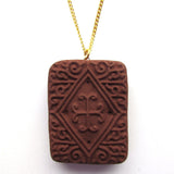 Large Faux Chocolate Biscuit Clay Pendant Necklace