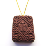 Large Faux Chocolate Biscuit Clay Pendant Necklace