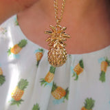 Delicate Golden 3D Whole Pineapple Pendant Necklace