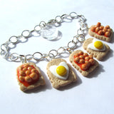 Quirky Fried Egg and Beans on Toast Clay Charm Bracelet