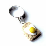 Quirky Egg on Toast Clay Adjustable Ring