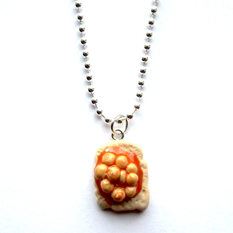 Quirky Beans on Toast Clay Pendant Necklace