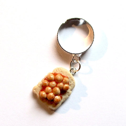 Quirky Beans on Toast Clay Adjustable Ring