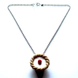 Pretty Faux Bakewell Tart Clay Pendant Necklace