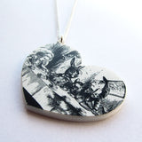 Alice in Wonderland Vintage Scene Heart Acrylic Pendant Necklace