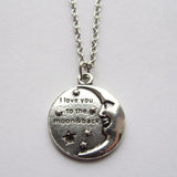 I Love You to the Moon & Back 3D Relief Moon Face Circular Pendant