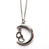 Double Love Heart To the Moon and Back Charm Word Necklace