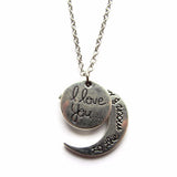 I Love You to the Moon and Back Silver Moon Charm Necklace