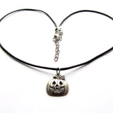 Silver Pumpkin Face Halloween Charm Pendant Necklace