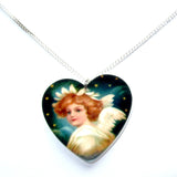 Beautiful Heart-shaped Winged Angel Christmas Pendant Necklace