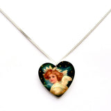 Beautiful Heart-shaped Winged Angel Christmas Pendant Necklace