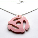 Retro Kitsch 45 RPM Insert Pink Acrylic Pendant Necklace