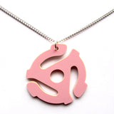 Retro Kitsch 45 RPM Insert Pink Acrylic Pendant Necklace