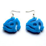 Retro Kitsch 45 RPM Insert Blue Acrylic Drop Earrings