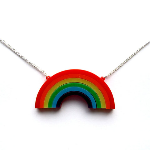 Statement Colourful Multi-layered Rainbow Acrylic Necklace