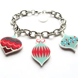 Retro Christmas Baubles Acrylic Festive Charm Bracelet