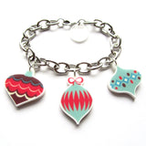 Retro Christmas Baubles Acrylic Festive Charm Bracelet