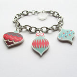 Retro Christmas Baubles Acrylic Festive Charm Bracelet