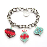 Retro Christmas Baubles Acrylic Festive Charm Bracelet