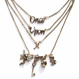 Whimsical Once Upon A Time Fairytale Multi-Strand Golden Charms Necklace