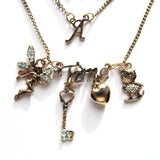 Whimsical Once Upon A Time Fairytale Multi-Strand Golden Charms Necklace