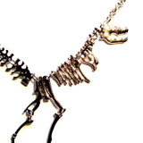Statement Dinosaur Skeleton Silver Metal Necklace