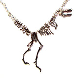 Statement Dinosaur Skeleton Silver Metal Necklace