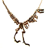 Statement Dinosaur Skeleton Golden Metal Necklace