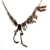 Statement Dinosaur Skeleton Golden Metal Necklace