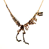 Statement Dinosaur Skeleton Golden Metal Necklace