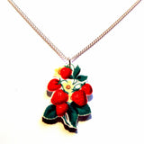Pretty Strawberry Plant Print Acrylic Pendant Necklace
