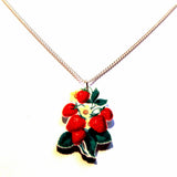 Pretty Strawberry Plant Print Acrylic Pendant Necklace