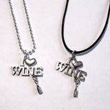 I Love Wine Fun Bottle Charm Pendant Necklace