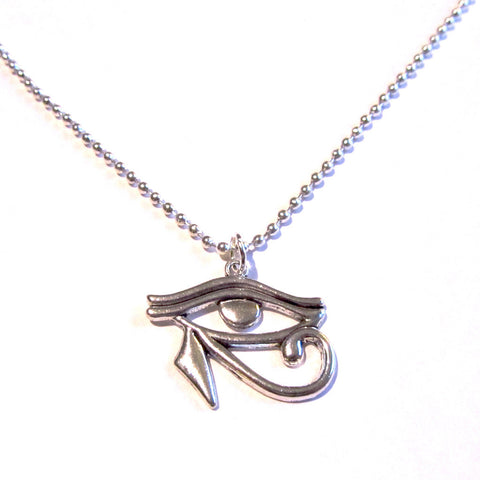 Egyptian Eye of Horus Silvery Pendant Necklace