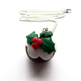 Large 3D Christmas Pudding Clay Pendant Necklace