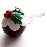 Large 3D Christmas Pudding Clay Pendant Necklace