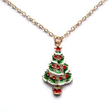 Pretty Decorated Christmas Tree Golden Pendant Necklace