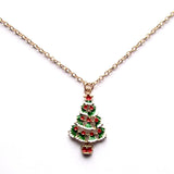 Pretty Decorated Christmas Tree Golden Pendant Necklace
