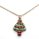 Pretty Decorated Christmas Tree Golden Pendant Necklace
