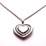 Gorgeous Silver Gold Tone Stones Bling Revolving Hearts Necklace