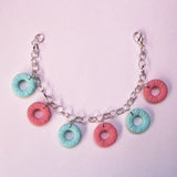 Cute Kitsch Mint Pink Polo Sweets Clay Charm Bracelet