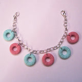 Cute Kitsch Mint Pink Polo Sweets Clay Charm Bracelet