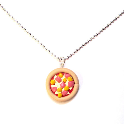 Kitsch Ham and Pineapple Pizza Clay Pendant Necklace